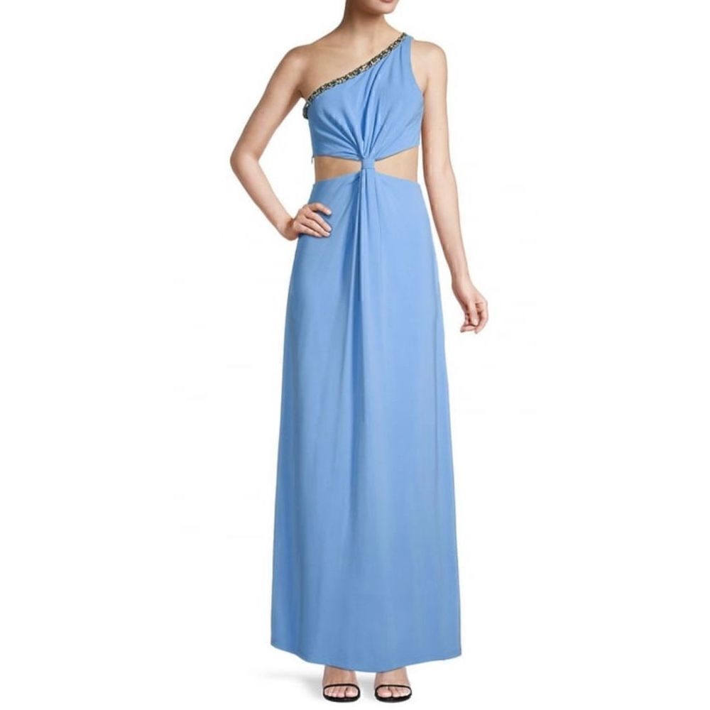 Ramy Brook One Shoulder Embellished Cut Out Maxi Dress NWOT Size 4